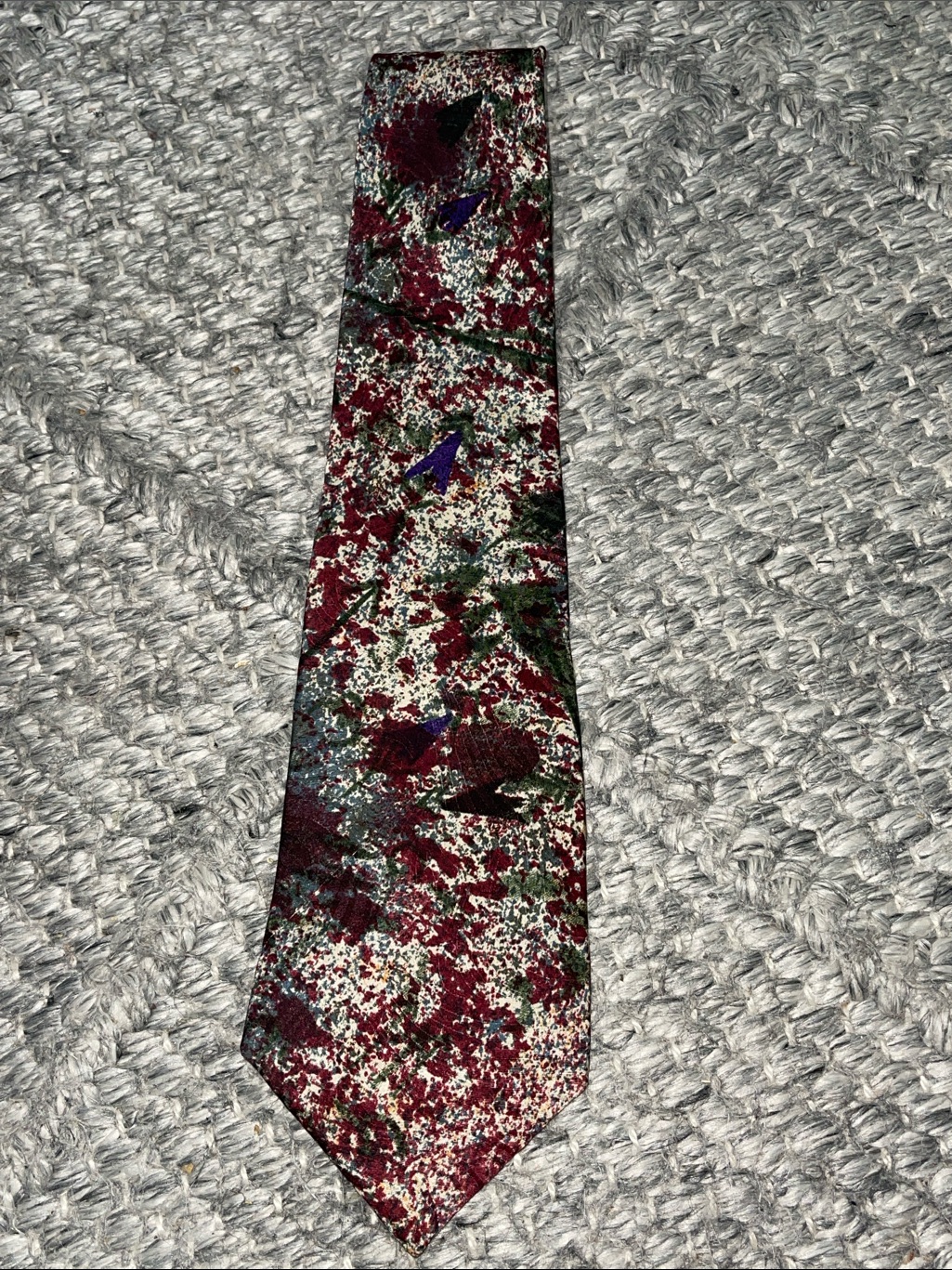 Vintage Austin Grey Burgundy Speckled Print Men's Tie